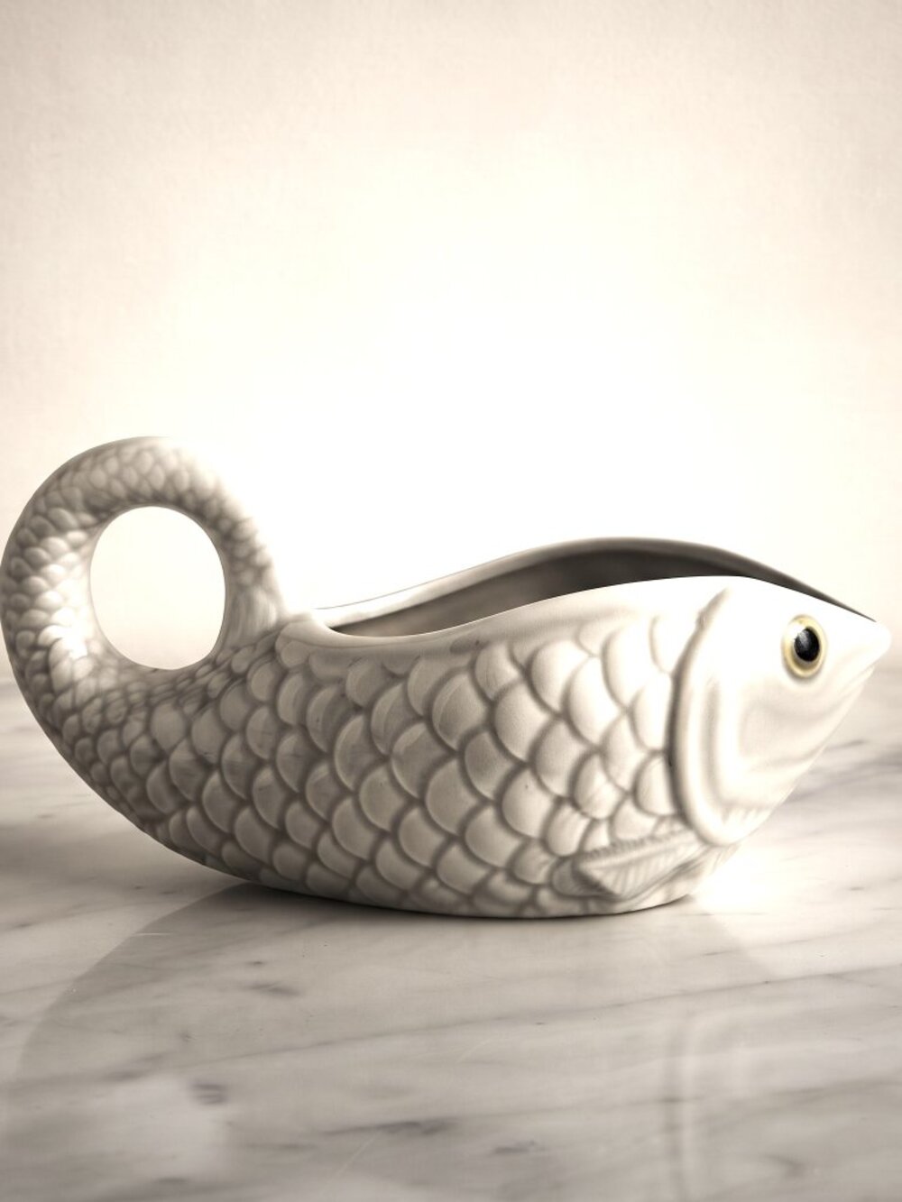 Vintage 1950s Enesco Japan Ceramic Koi Fish Creamer Gravy Boat Pitcher 7"